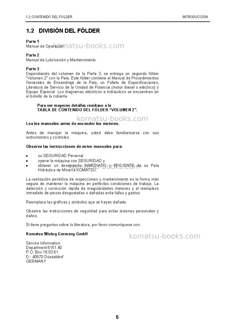 Komatsu pc5500-6deu Manual de operación cover Page 5