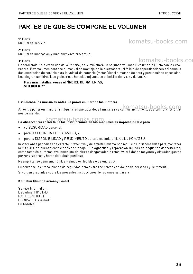 Komatsu pc5500-6deu Manual de operación cover Page 5 Komatsu pc5500-6deu Manual de operación cover Page 5
