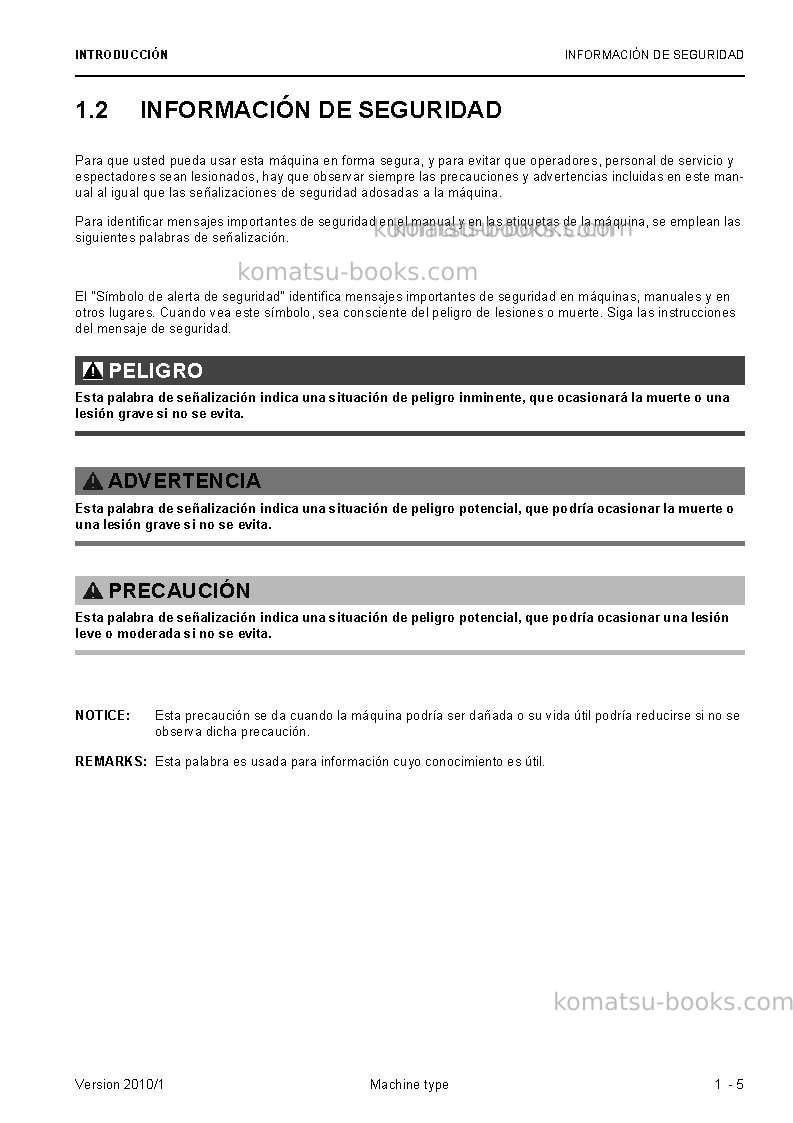 Komatsu pc5500-6deu Manual de operación cover Page 5 Komatsu pc5500-6deu Manual de operación cover Page 5