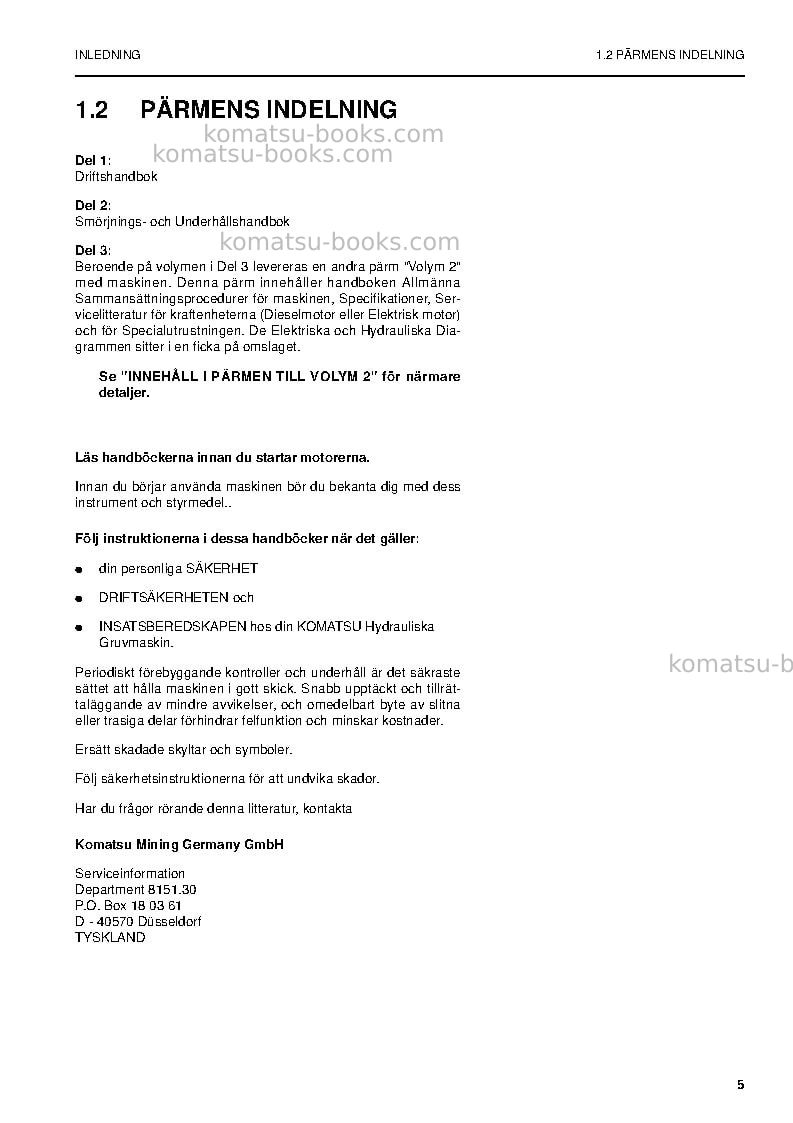 Komatsu pc5500-6deu Operation manual cover Page 5 Komatsu pc5500-6deu Operation manual cover Page 5