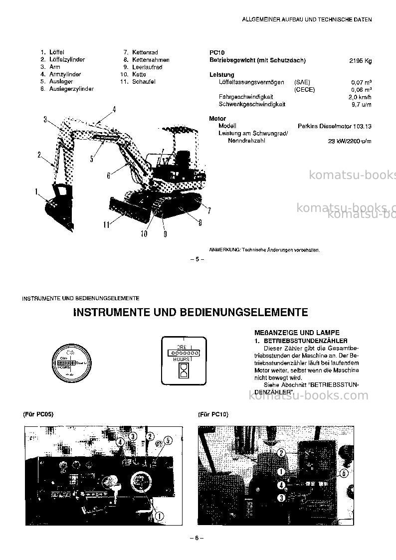 Komatsu pc10-6ita Betriebsanleitung Titelseite Seite 5