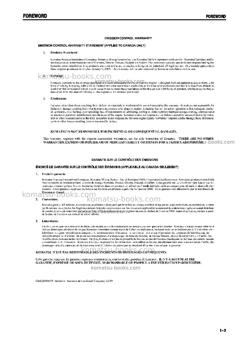 Komatsu d41e-6bra Operation manual cover Page 5 Komatsu d41e-6bra Operation manual cover Page 5