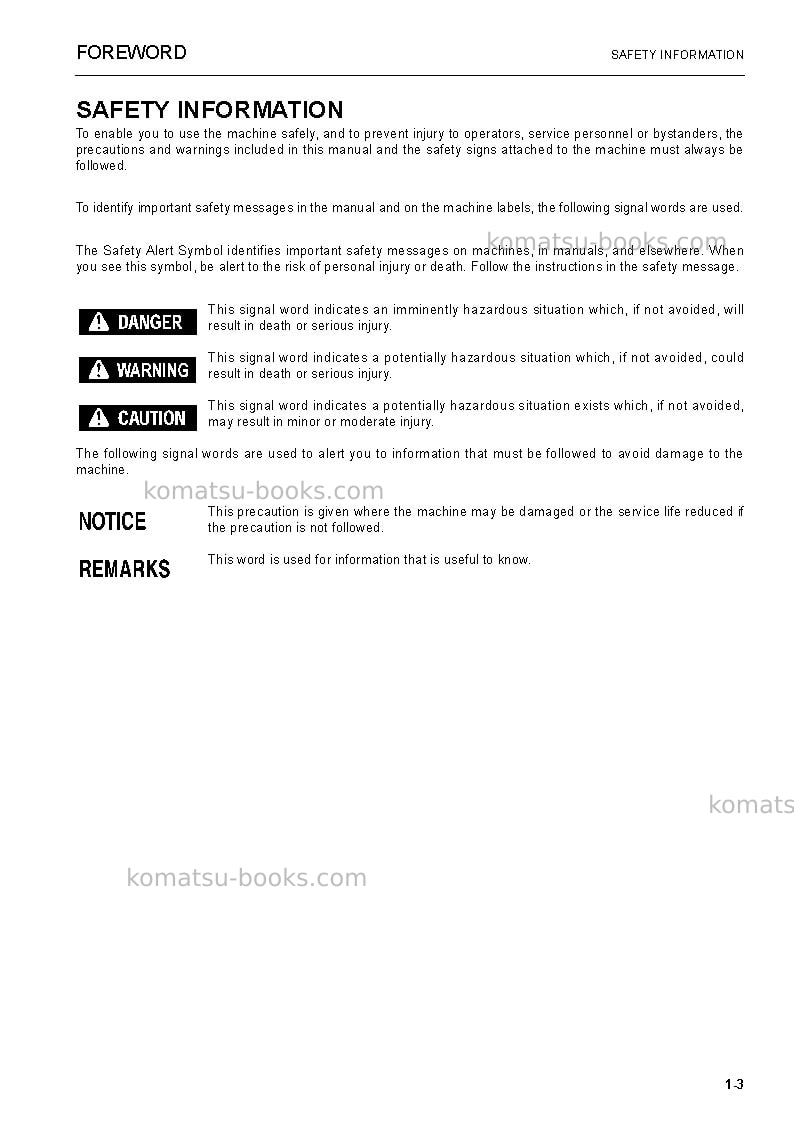 Komatsu pc240lc-8bra Operation manual cover Page 5 Komatsu pc240lc-8bra Operation manual cover Page 5