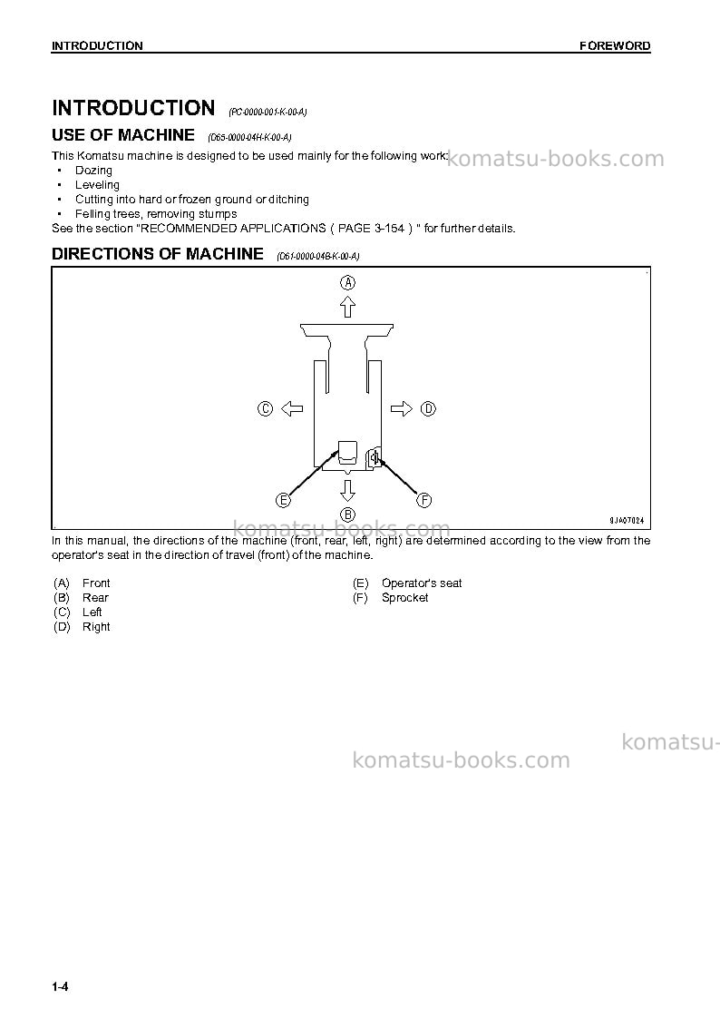Komatsu d61ex-23bra-m0 Operation manual cover Page 5