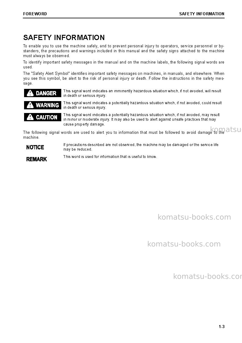 Komatsu d51pxi-24bra Operation manual cover Page 5 Komatsu d51pxi-24bra Operation manual cover Page 5