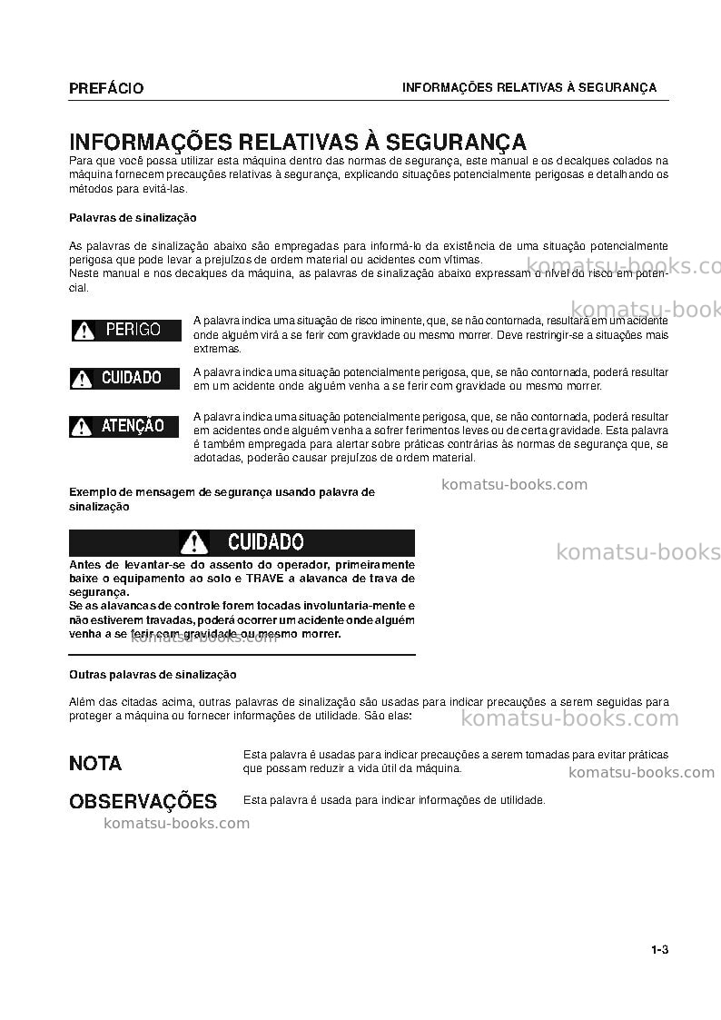 Komatsu pc450-8jpn-work equipment grease 100h Manual de operação capa Página 5 Komatsu pc450-8jpn-work equipment grease 100h Manual de operação capa Página 5