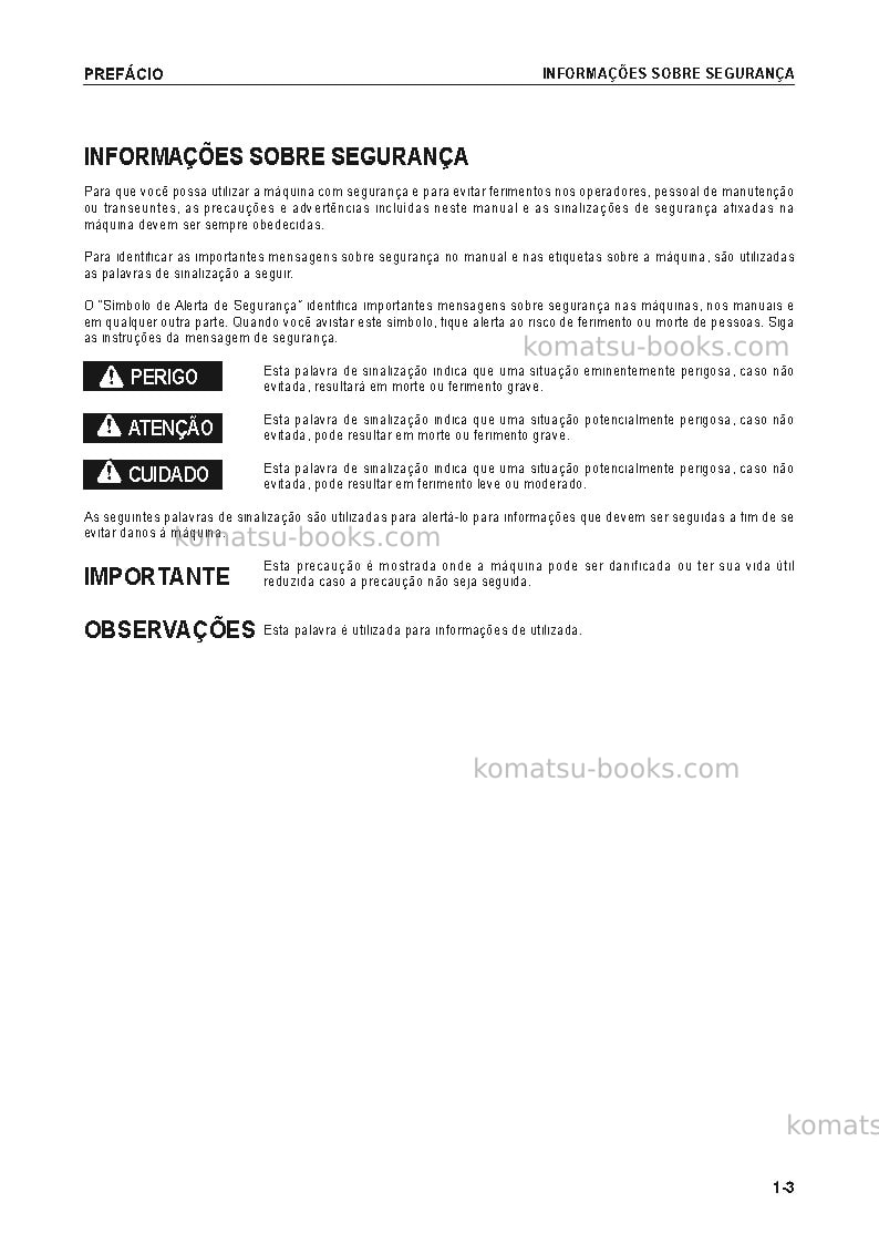 Komatsu pc2000-8jpn Manual de operação capa Página 5 Komatsu pc2000-8jpn Manual de operação capa Página 5