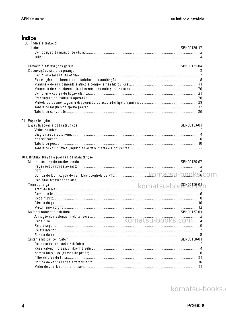 Komatsu pc600lc-8jpn Reparo e manutenção capa Página 5