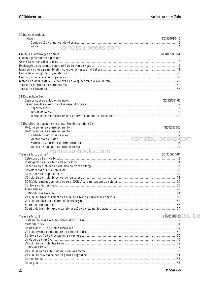 Komatsu d155ax-6jpn Reparo e manutenção capa Página 5 Komatsu d155ax-6jpn Reparo e manutenção capa Página 5