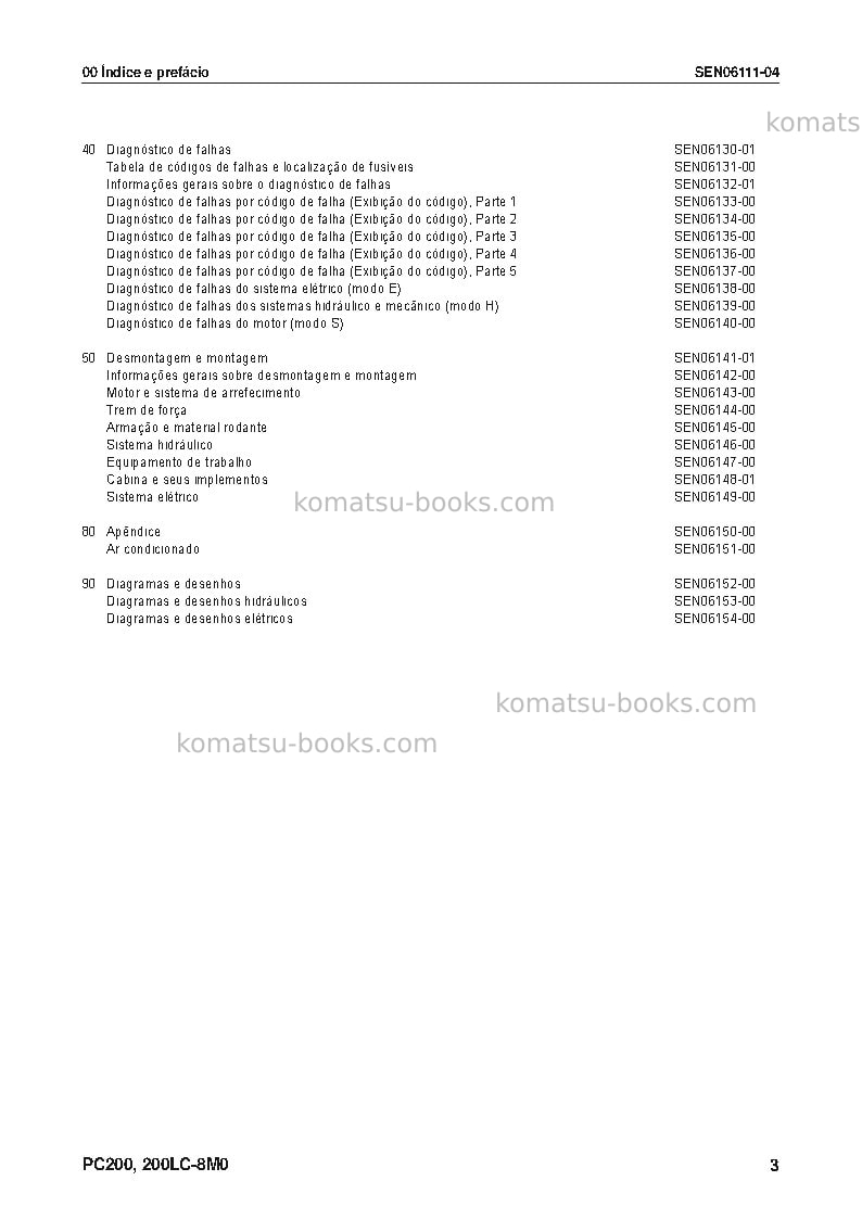 Komatsu pc200-8bra-m0 Reparo e manutenção capa Página 5 Komatsu pc200-8bra-m0 Reparo e manutenção capa Página 5