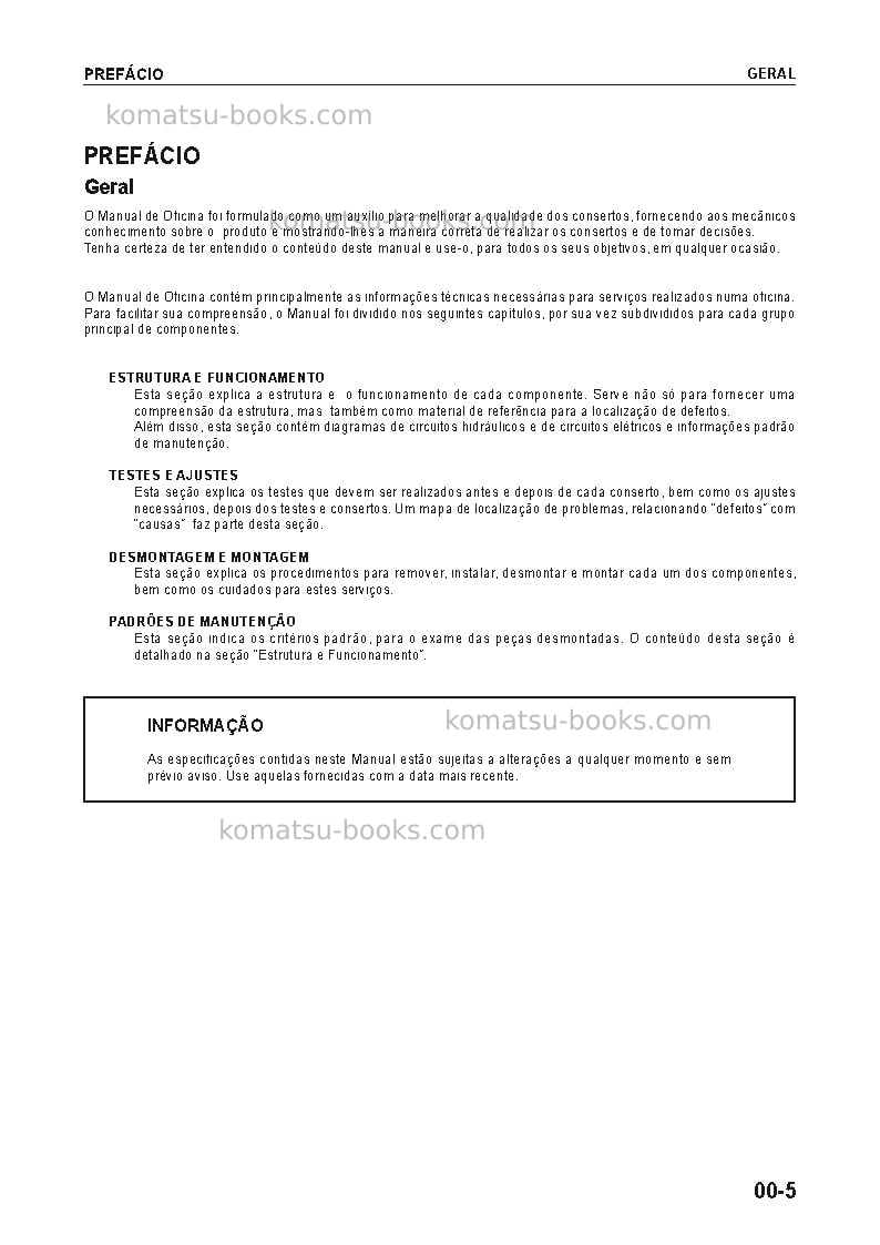 Komatsu wd500-3jpn Reparación y mantenimiento cover Page 5