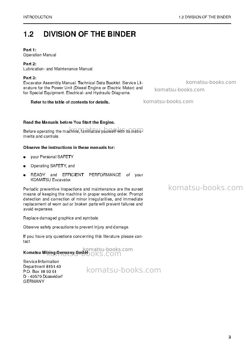 Komatsu pc5500-6deu Operation manual cover Page 5 Komatsu pc5500-6deu Operation manual cover Page 5