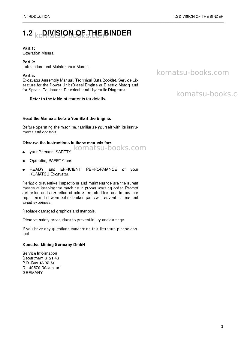 Komatsu pc5500-1deu Operation manual cover Page 5 Komatsu pc5500-1deu Operation manual cover Page 5