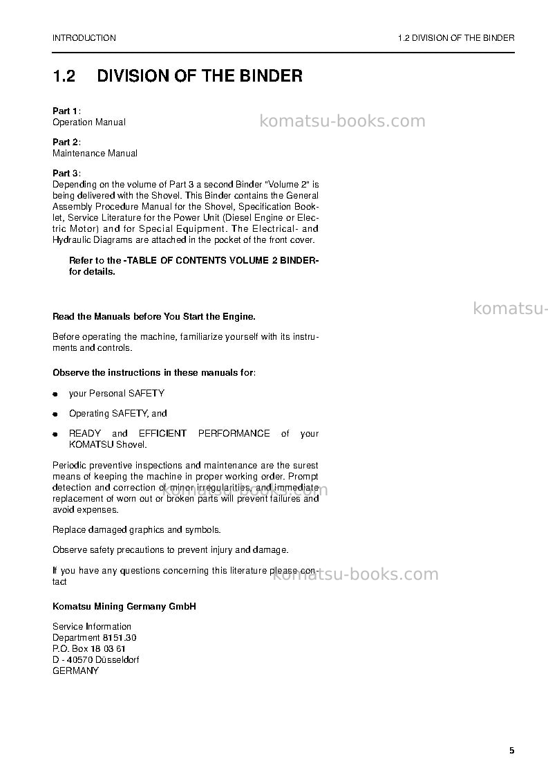Komatsu pc4000-6deu Operation manual cover Page 5
