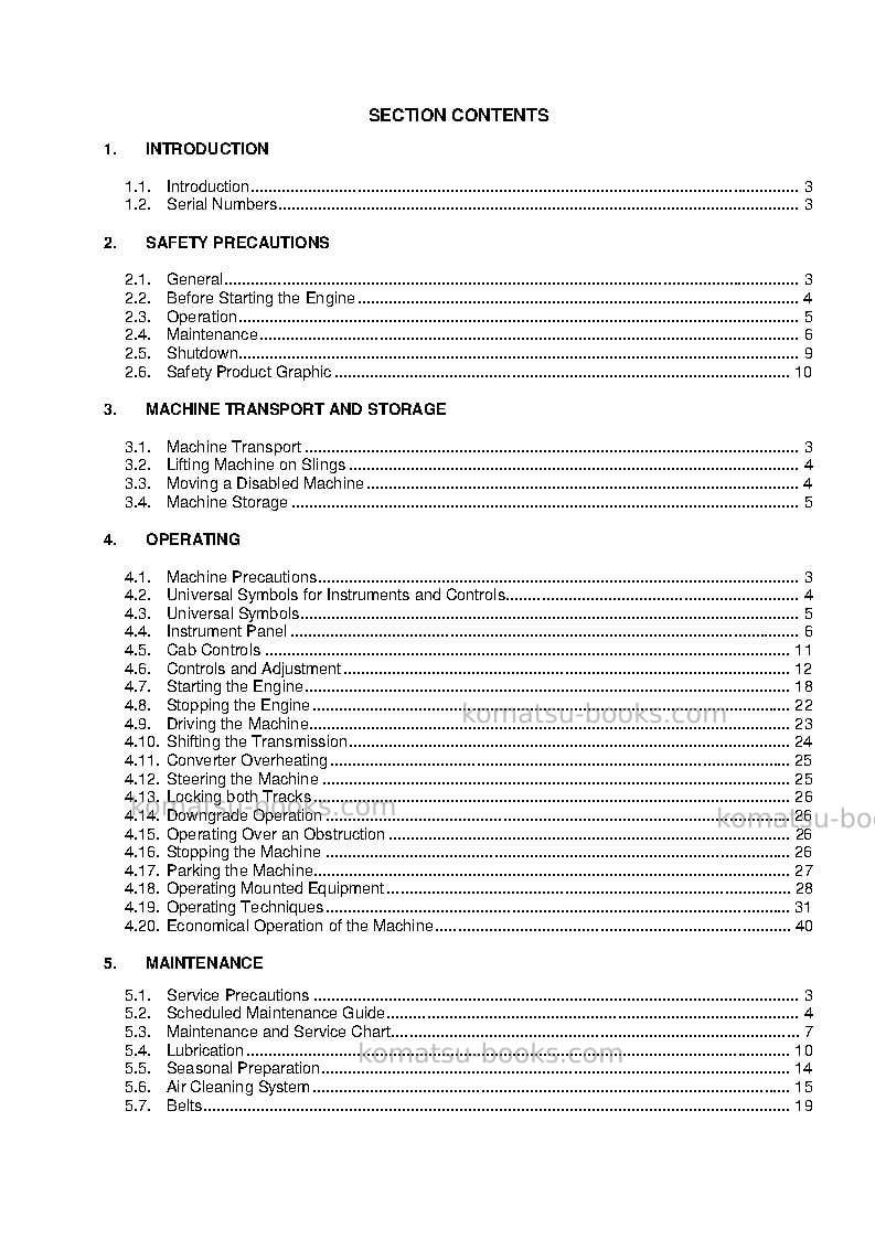 Komatsu td-40c Operation manual cover Page 5 Komatsu td-40c Operation manual cover Page 5