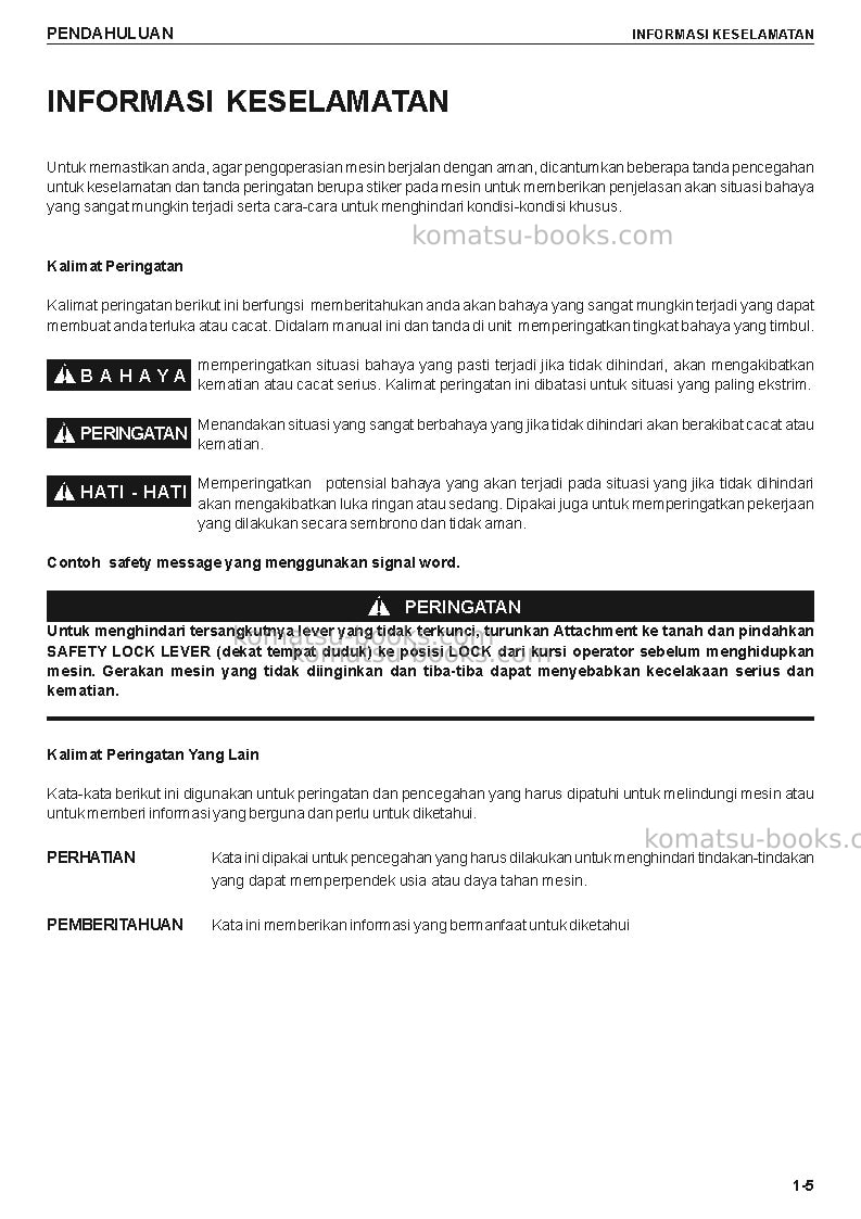 Komatsu pc200-7idn Operation manual cover Page 5