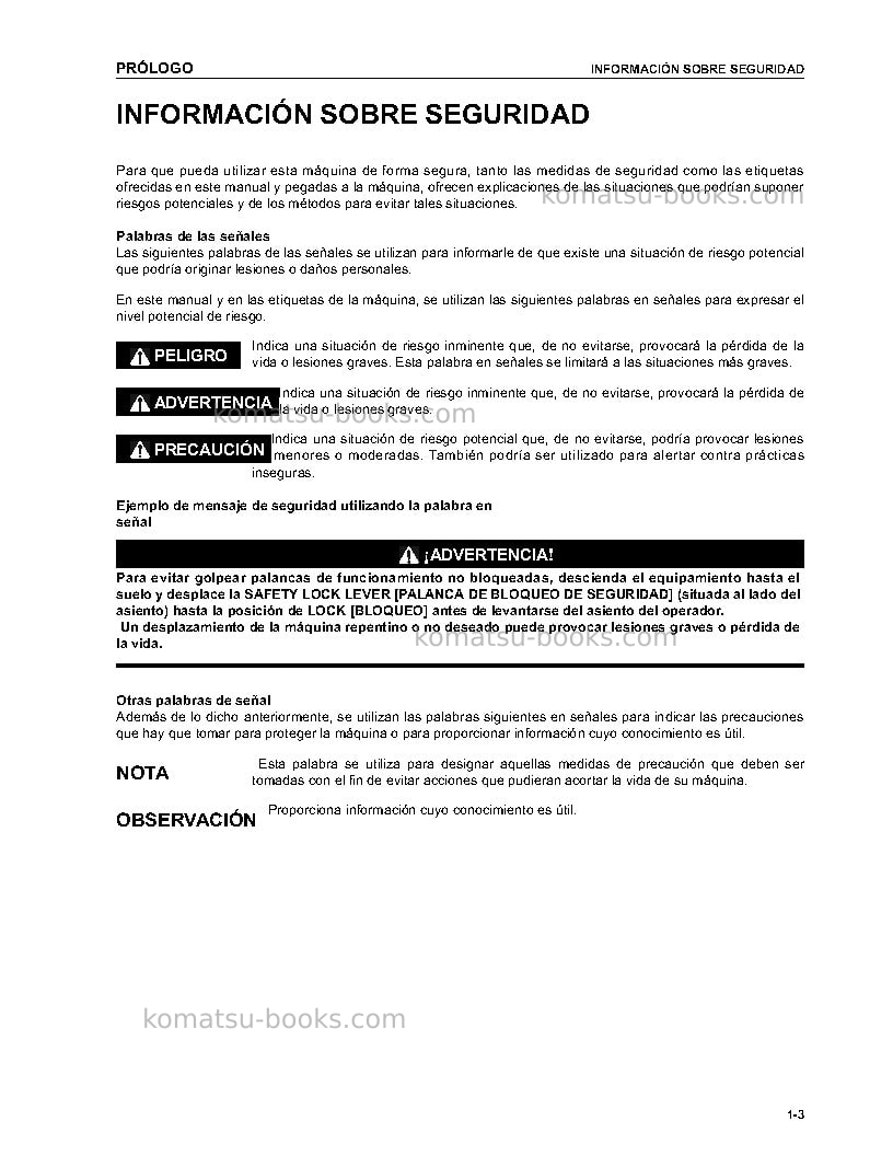 Komatsu pc200-7tha-b Manual de operación cover Page 5