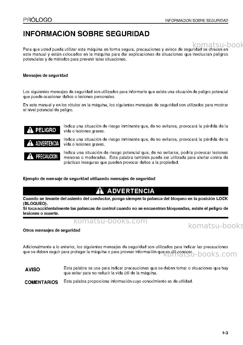 Komatsu pc200-8jpn-work equipment grease 500h Manual de operación cover Page 5