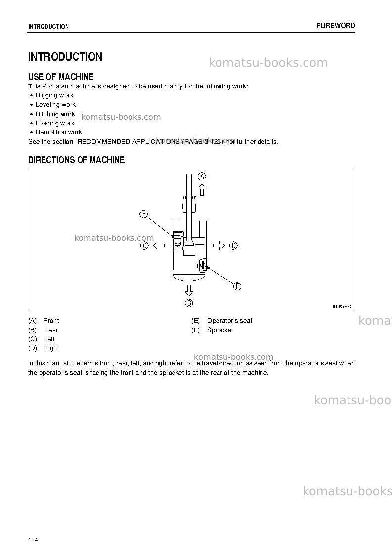 Komatsu pc400lc-7jpn-tier3, work equipment grease 500h Operation manual cover Page 5
