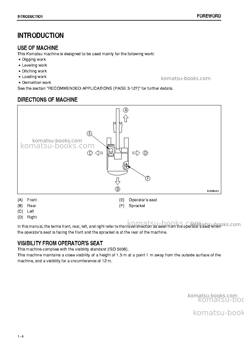 Komatsu pc300lc-7jpn-e0, work equipment grease 100h Operation manual cover Page 5
