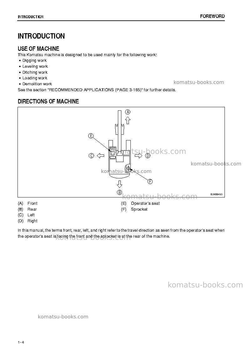 Komatsu pc400-8jpn-work equipment grease 100h Operation manual cover Page 5 Komatsu pc400-8jpn-work equipment grease 100h Operation manual cover Page 5
