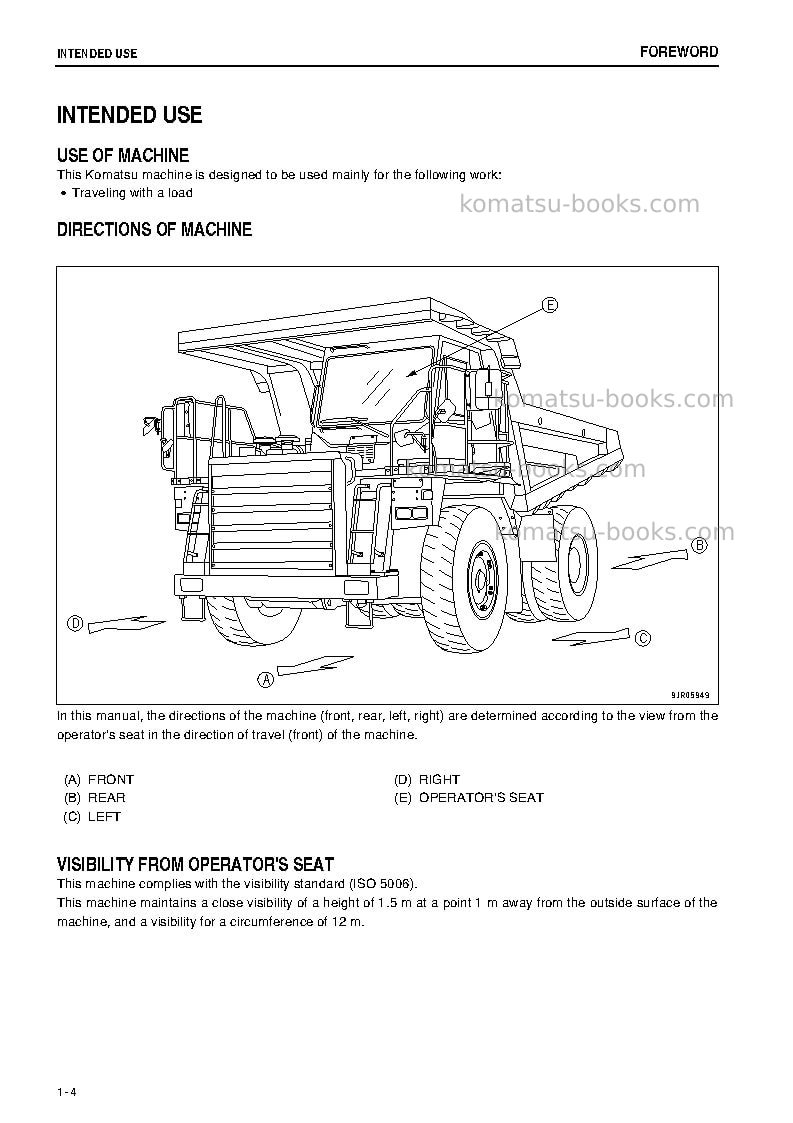 Komatsu hd325-7jpn-r Operation manual cover Page 5 Komatsu hd325-7jpn-r Operation manual cover Page 5