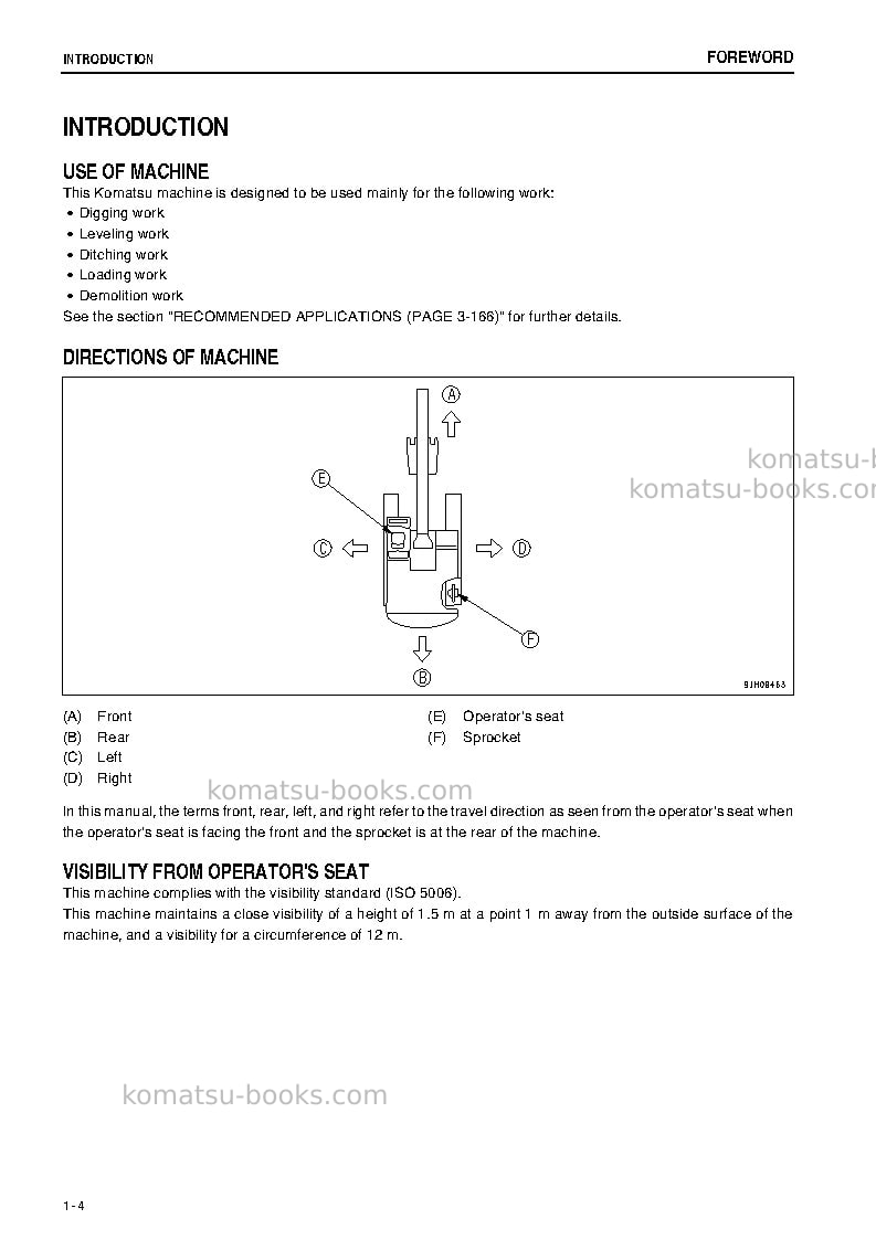 Komatsu pc200-8jpn-work equipment grease 100h Operation manual cover Page 5 Komatsu pc200-8jpn-work equipment grease 100h Operation manual cover Page 5