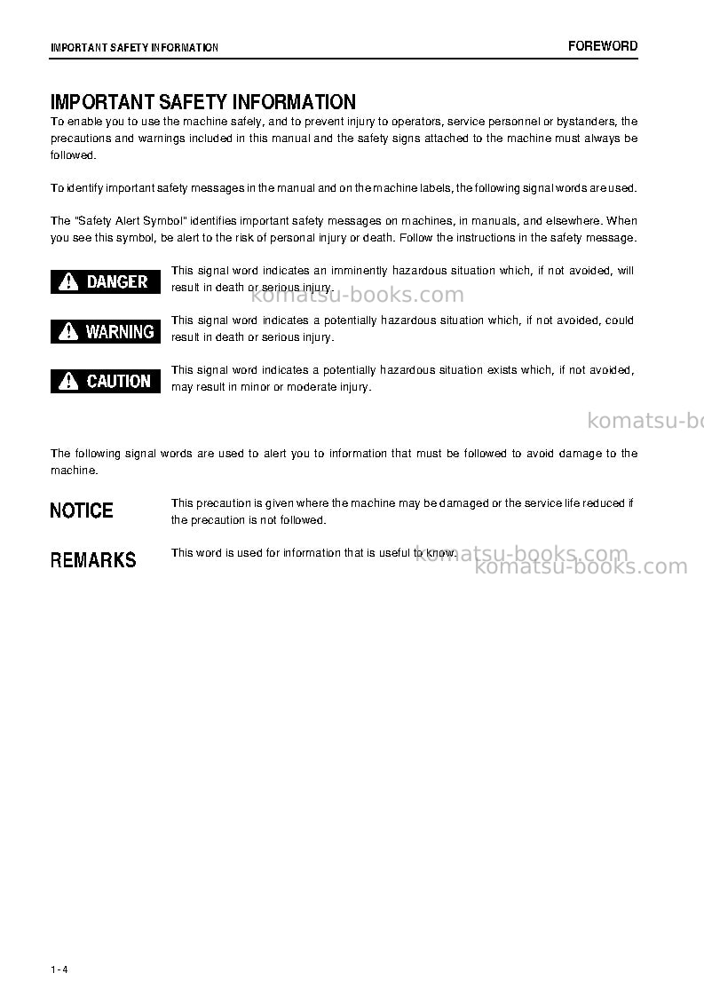 Komatsu d21p-8jpn-interim tier4 Operation manual cover Page 5 Komatsu d21p-8jpn-interim tier4 Operation manual cover Page 5