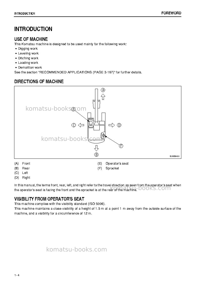 Komatsu pc270-8jpn-work equipment grease 500h Operation manual cover Page 5 Komatsu pc270-8jpn-work equipment grease 500h Operation manual cover Page 5