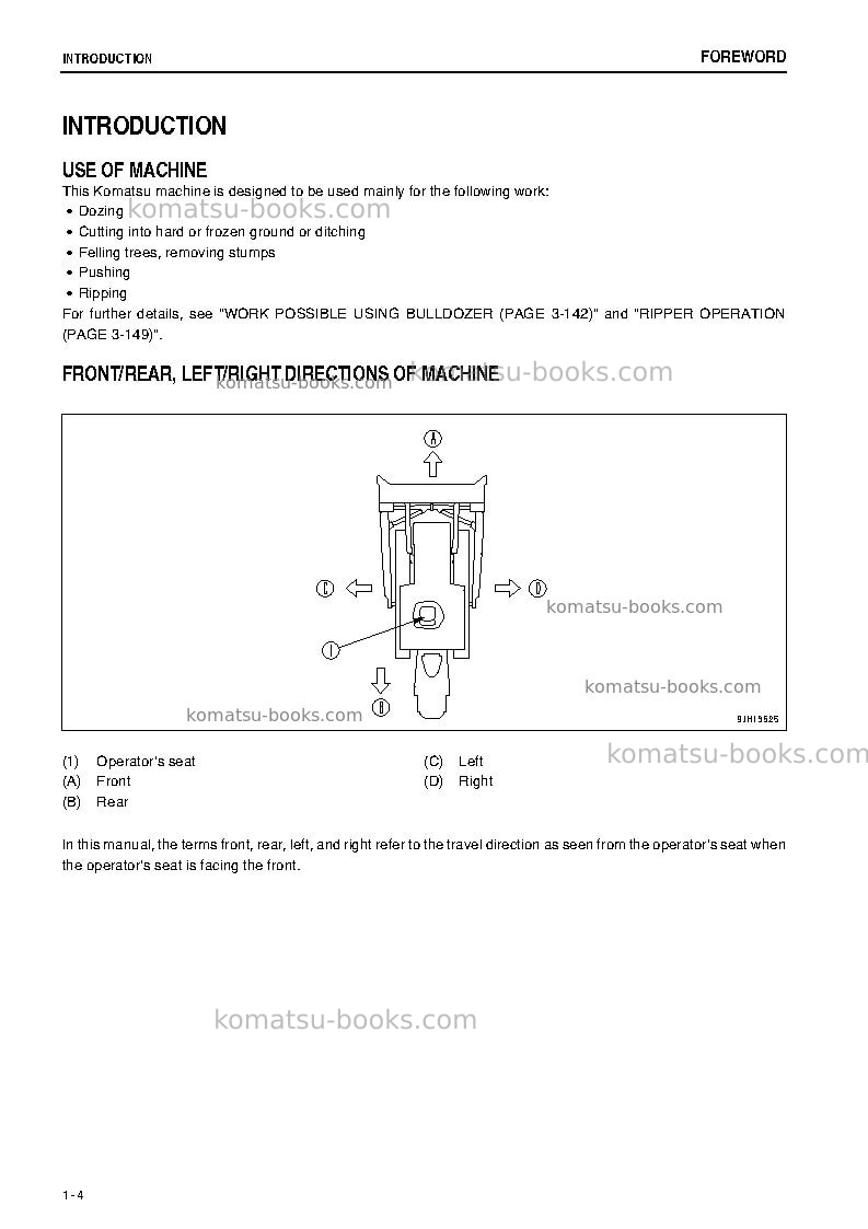 Komatsu d475a-5jpn-e0, one-way steering lever Operation manual cover Page 5