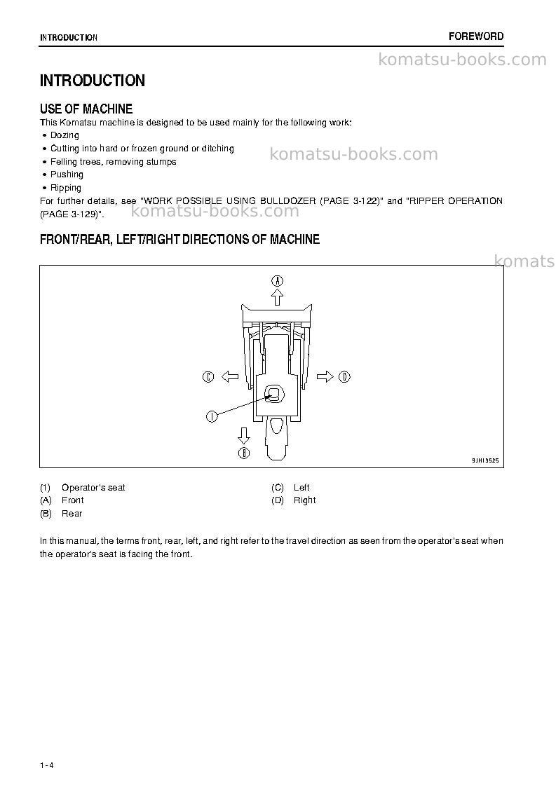 Komatsu d375a-5jpn-tier3, one-way steering lever Operation manual cover Page 5