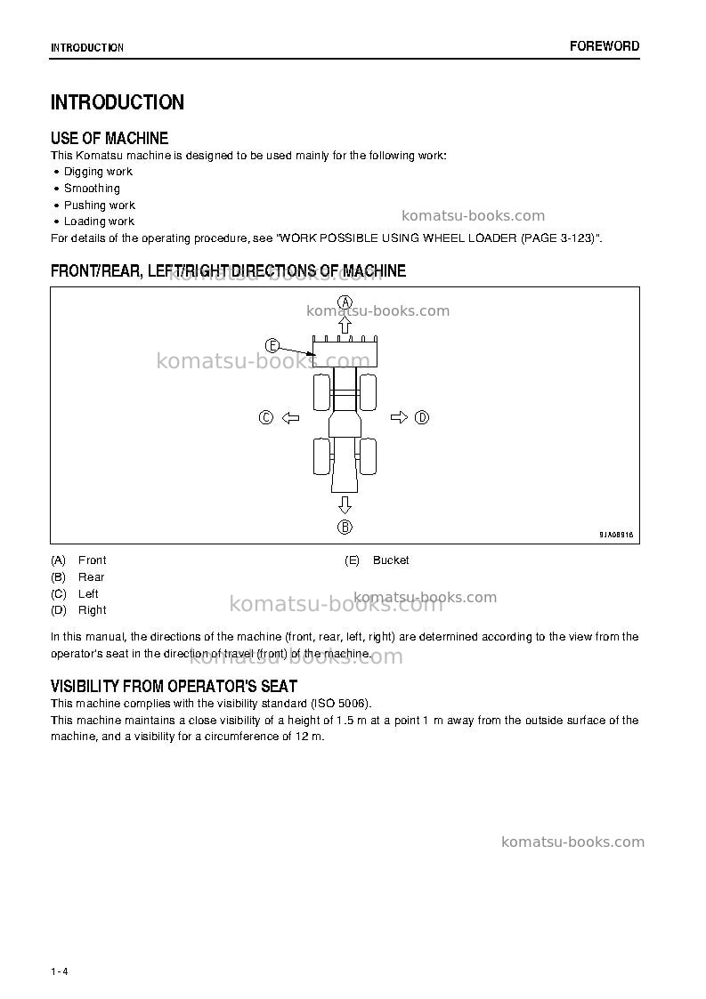 Komatsu wa150-6jpn Operation manual cover Page 5 Komatsu wa150-6jpn Operation manual cover Page 5