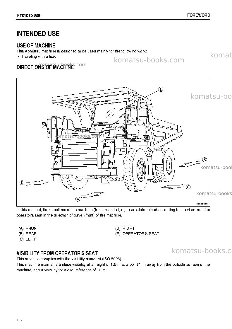 Komatsu hd405-7jpn Operation manual cover Page 5 Komatsu hd405-7jpn Operation manual cover Page 5