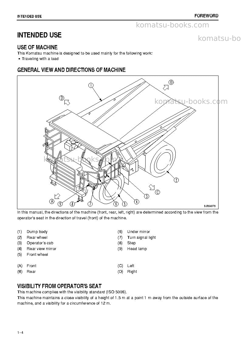 Komatsu hd465-7jpn-r Operation manual cover Page 5 Komatsu hd465-7jpn-r Operation manual cover Page 5