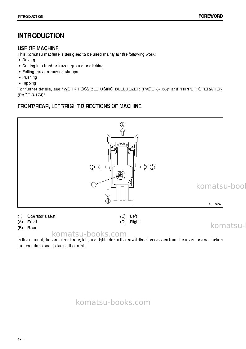 Komatsu d375a-6jpn-one-way steering lever Operation manual cover Page 5 Komatsu d375a-6jpn-one-way steering lever Operation manual cover Page 5