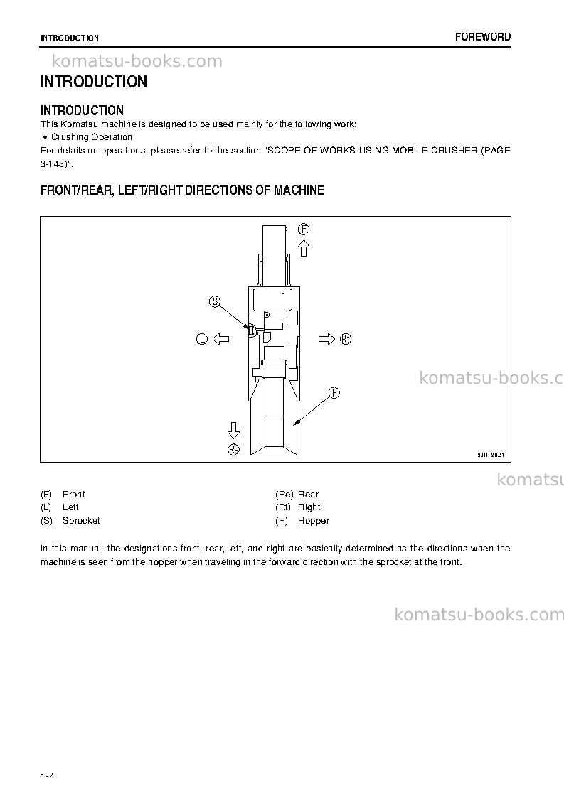Komatsu br580jg-1jpn Operation manual cover Page 5 Komatsu br580jg-1jpn Operation manual cover Page 5