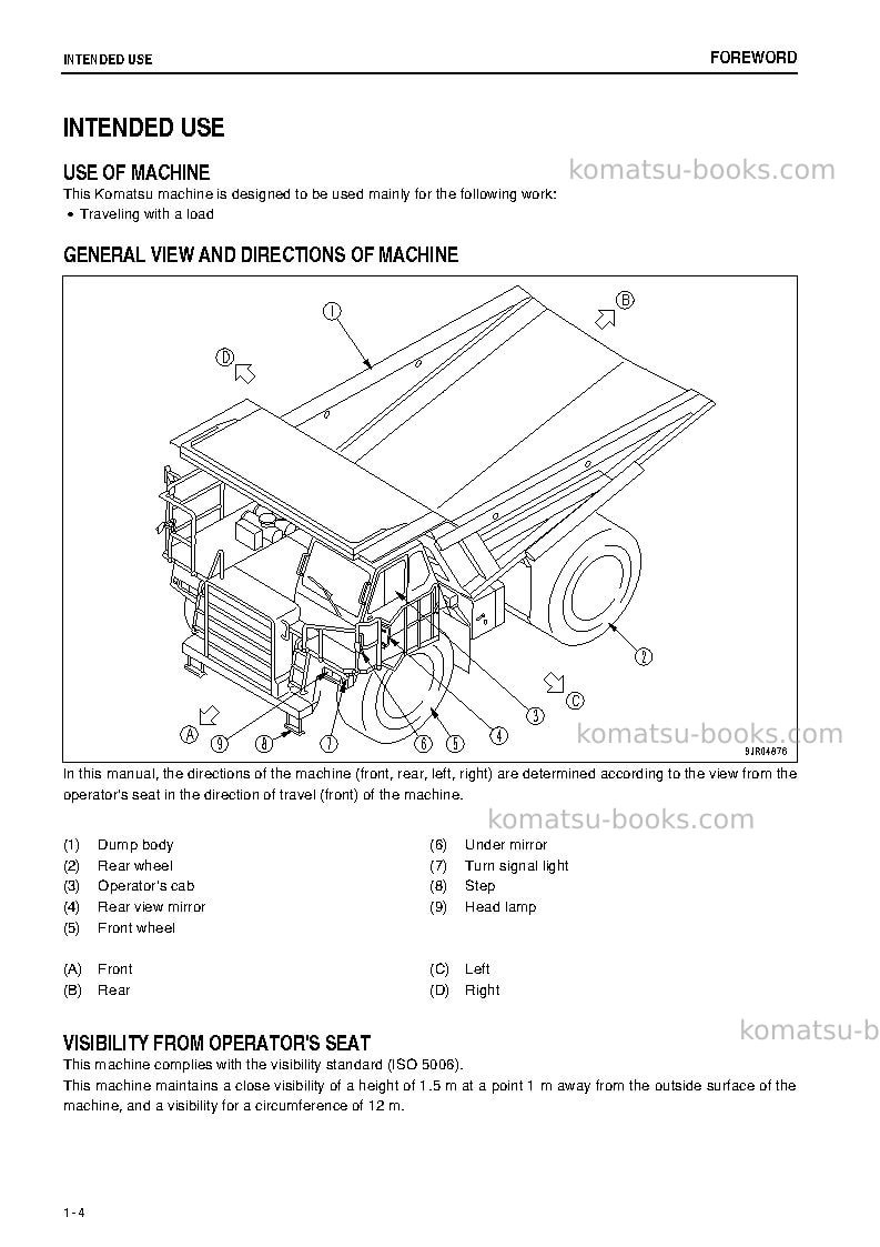 Komatsu hd465-7jpn-e0 Operation manual cover Page 5 Komatsu hd465-7jpn-e0 Operation manual cover Page 5