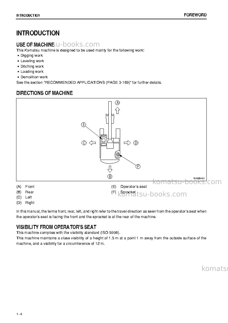 Komatsu pc300-8jpn-work equipment grease 100h Operation manual cover Page 5 Komatsu pc300-8jpn-work equipment grease 100h Operation manual cover Page 5