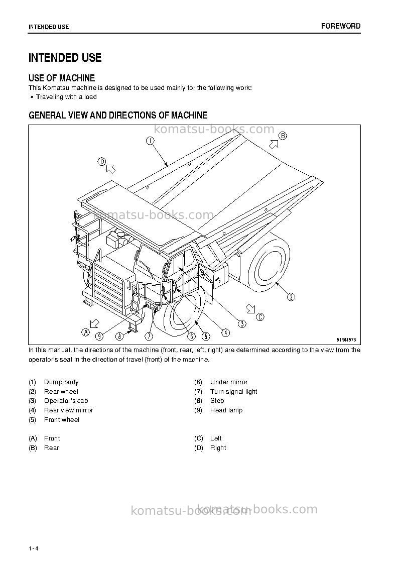 Komatsu hd465-7jpn-r Operation manual cover Page 5 Komatsu hd465-7jpn-r Operation manual cover Page 5