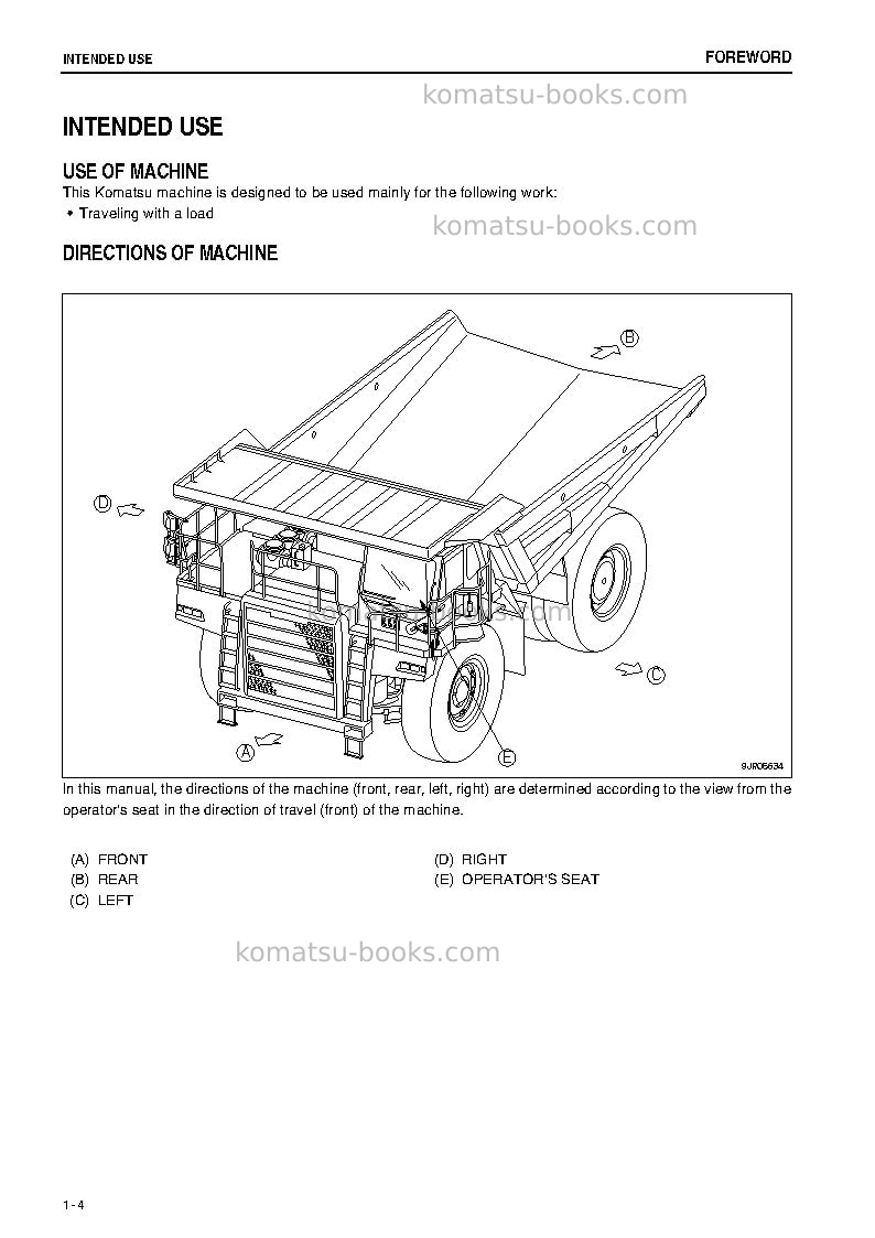 Komatsu hd785-7jpn Operation manual cover Page 5