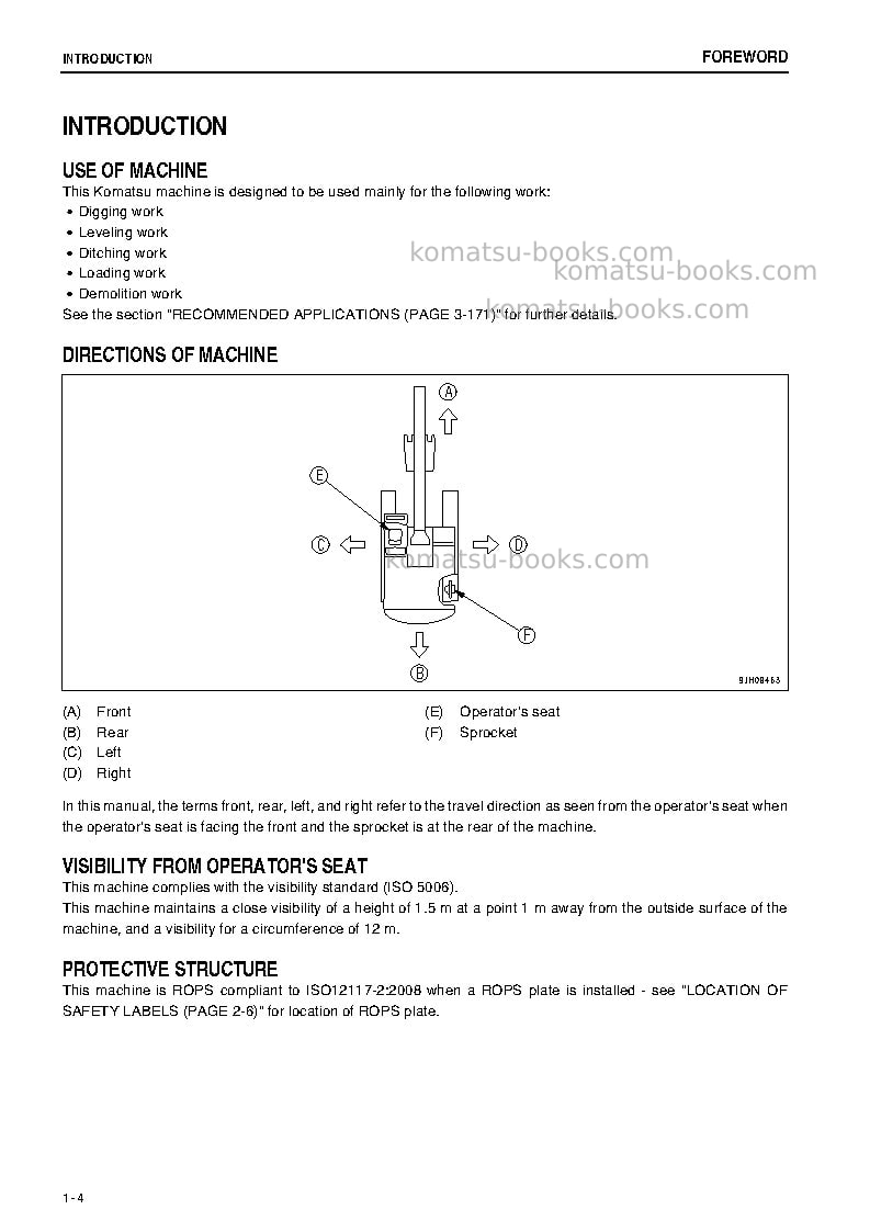 Komatsu pc300-8jpn-work equipment grease 100h Operation manual cover Page 5 Komatsu pc300-8jpn-work equipment grease 100h Operation manual cover Page 5