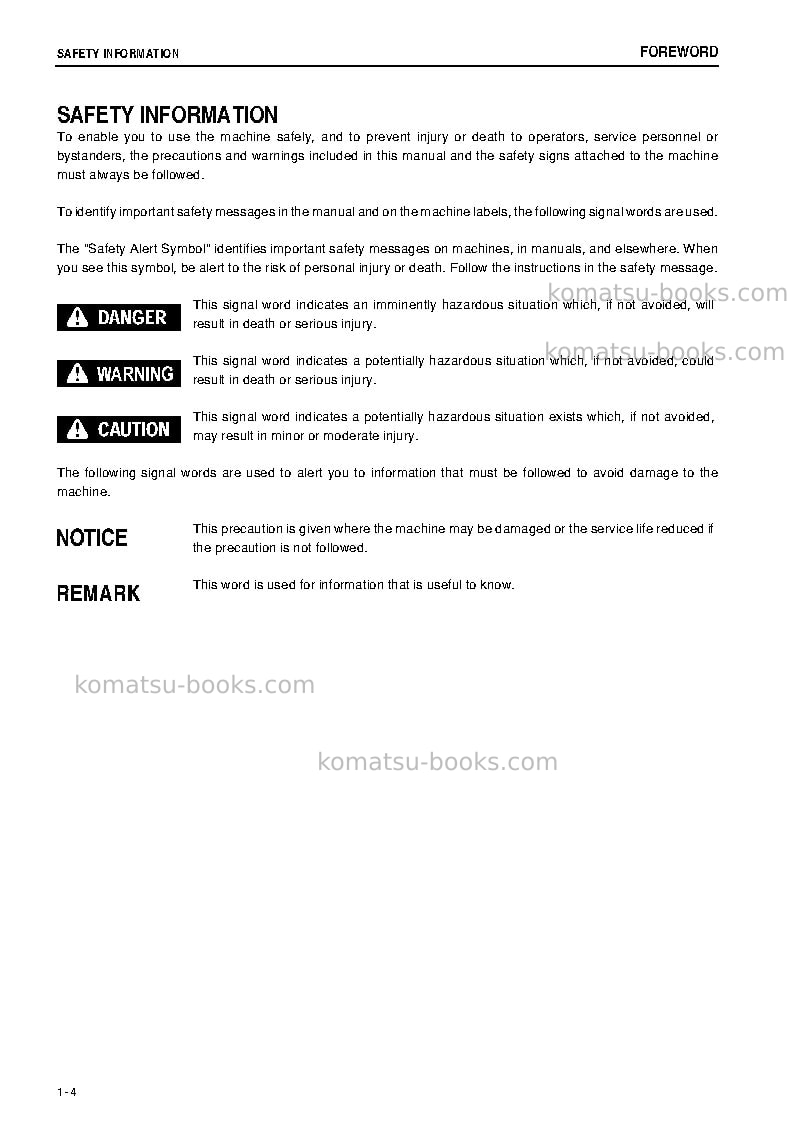 Komatsu pc200-8jpn-webasto heater spec., work equipment grease 100h Operation manual cover Page 5 Komatsu pc200-8jpn-webasto heater spec., work equipment grease 100h Operation manual cover Page 5