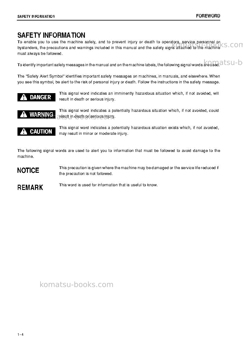 Komatsu gd555-5jpn Operation manual cover Page 5 Komatsu gd555-5jpn Operation manual cover Page 5