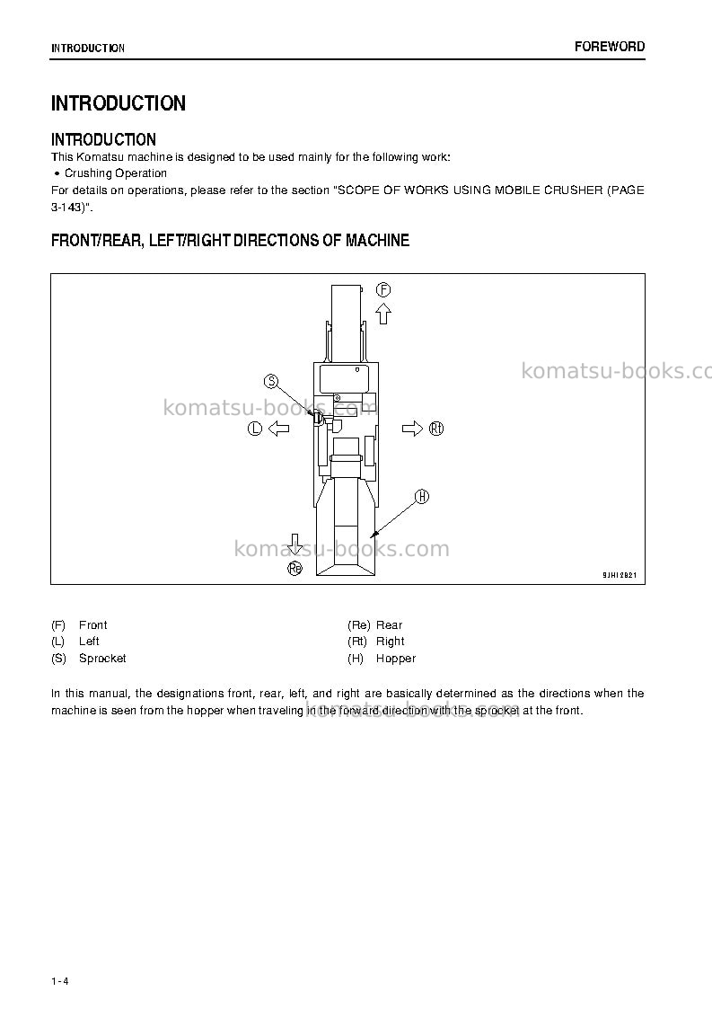 Komatsu br580jg-1jpn Operation manual cover Page 5 Komatsu br580jg-1jpn Operation manual cover Page 5