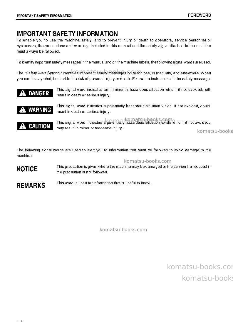 Komatsu d85px-15jpn-tier3 Operation manual cover Page 5 Komatsu d85px-15jpn-tier3 Operation manual cover Page 5