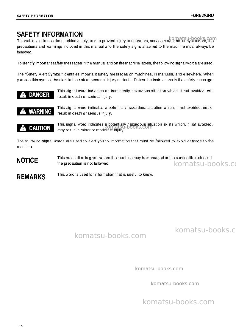 Komatsu pc200lc-8jpn-webasto heater spec., work equipment grease 100h Operation manual cover Page 5
