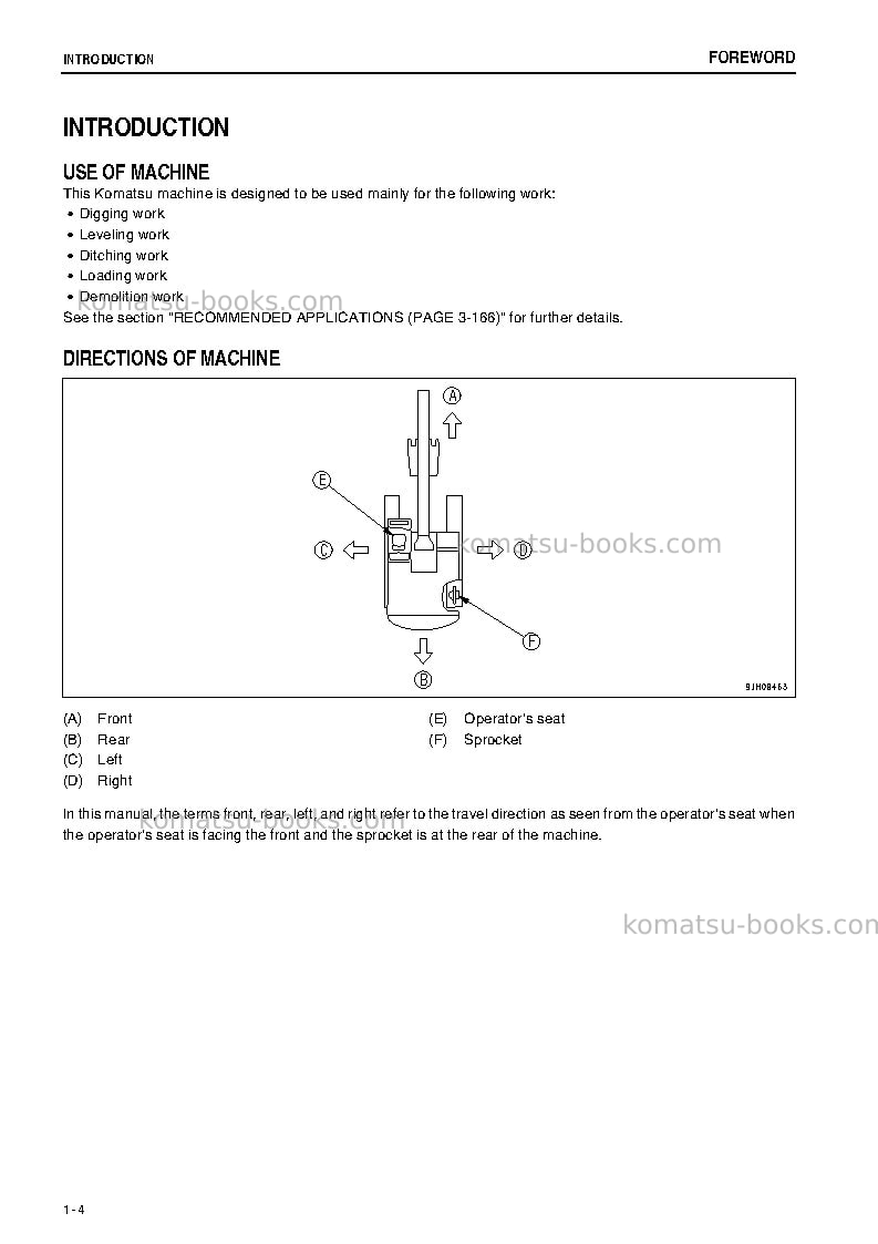Komatsu pc400lc-8jpn-w/o egr, work equipment grease 500h Operation manual cover Page 5