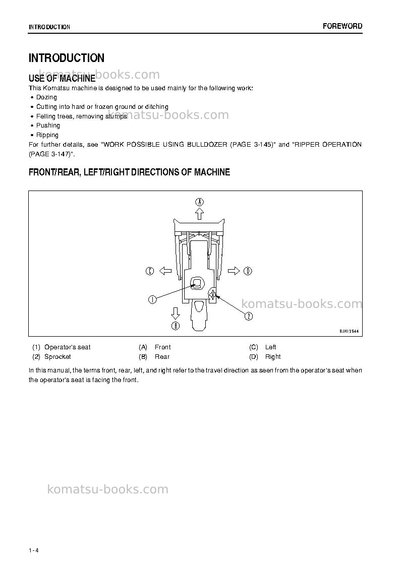 Komatsu d155a-6jpn Operation manual cover Page 5 Komatsu d155a-6jpn Operation manual cover Page 5