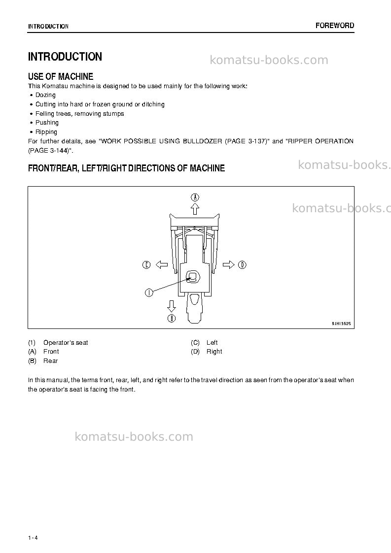 Komatsu d475a-5jpn-tier2, one-way steering lever Operation manual cover Page 5 Komatsu d475a-5jpn-tier2, one-way steering lever Operation manual cover Page 5