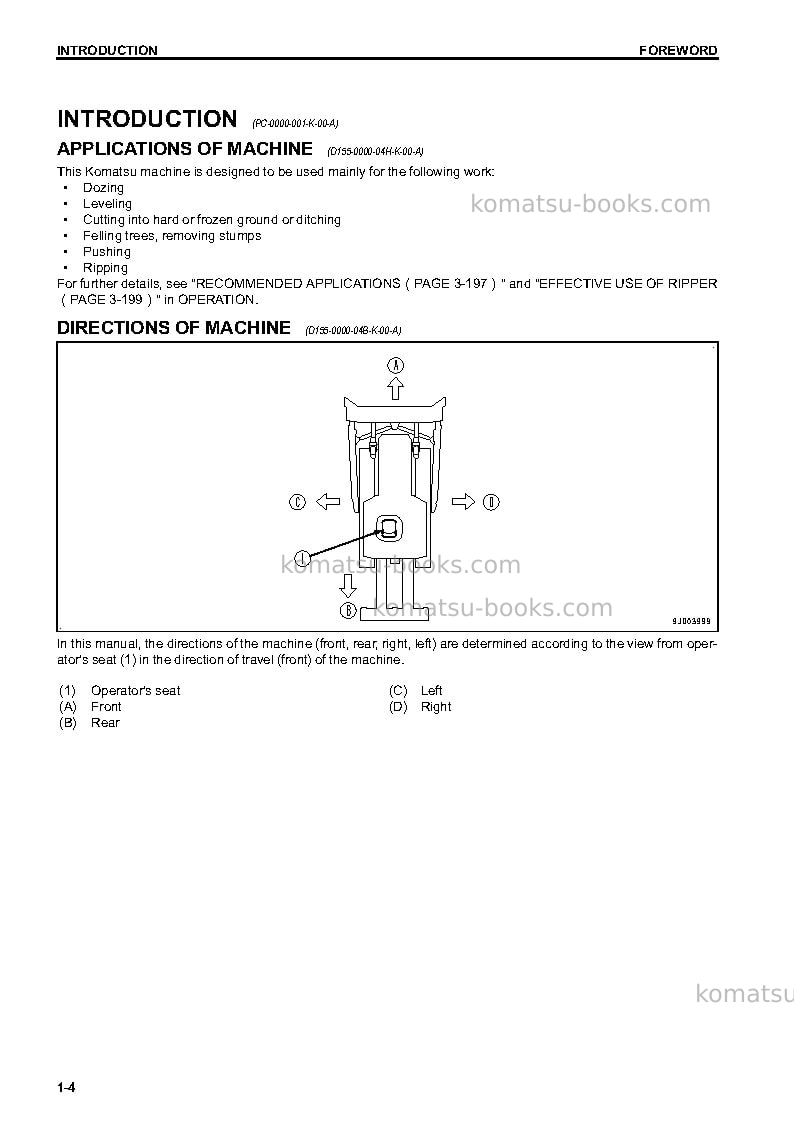 Komatsu d155ax-7jpn Operation manual cover Page 5 Komatsu d155ax-7jpn Operation manual cover Page 5